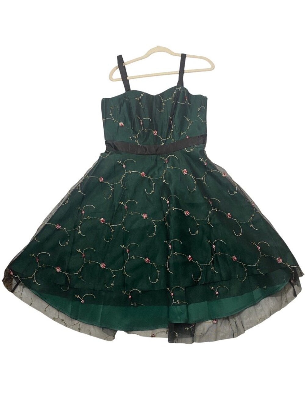 special occasion dress Floral Embroidered Dress Satin Waistband XL romantic